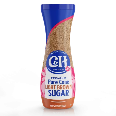 c&h pourable light brown sugar 10oz canister