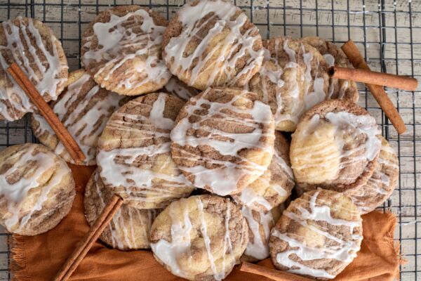 homemade cinnamon roll cookies made with C&H® Light Brown Sugar and Granulated Sugar