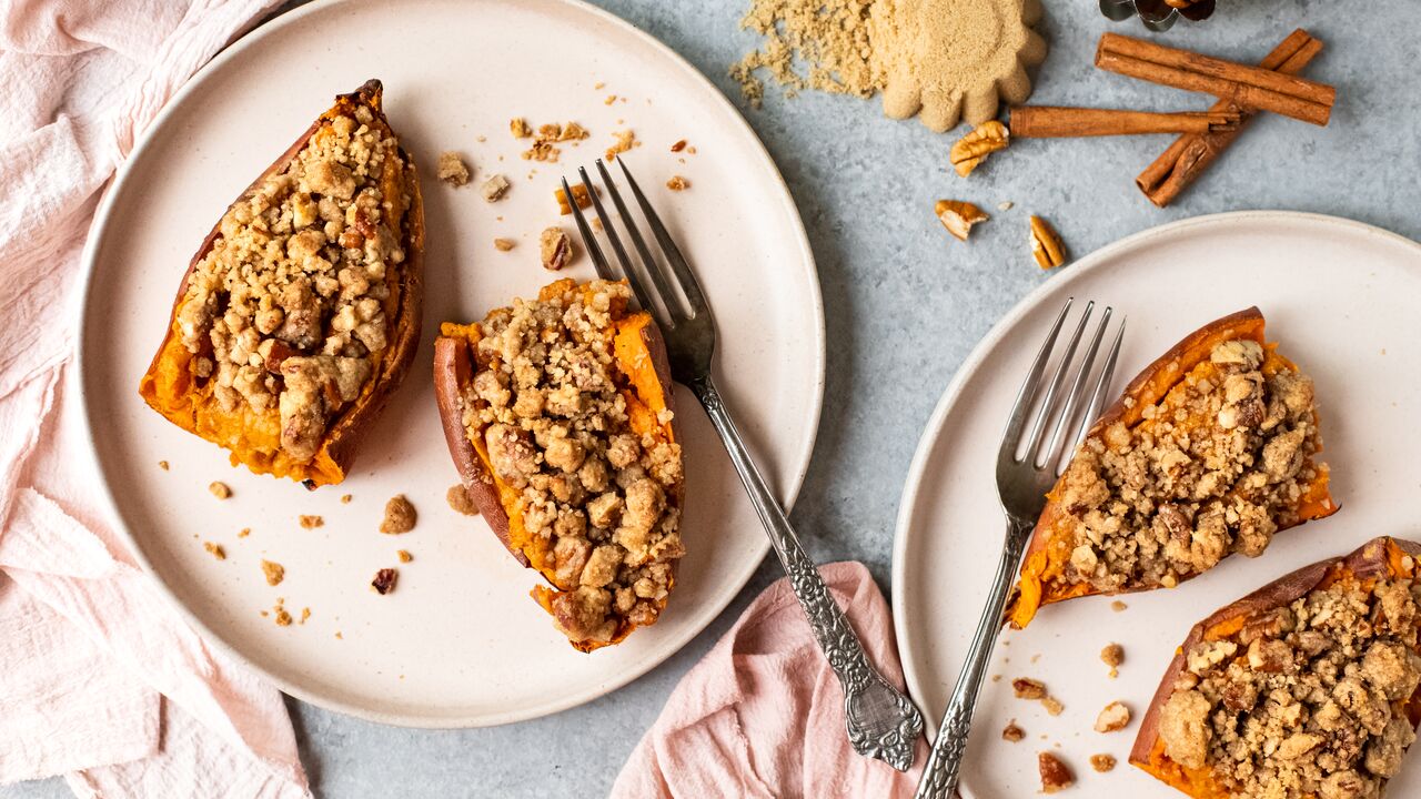 Brown Sugar Pecan Sweet Potato Skins